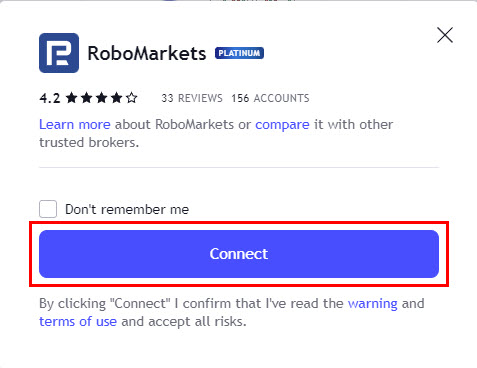 2. RoboMarkets a TradingView - Připojit