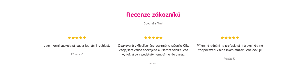 Klik.cz - reference zákazníků