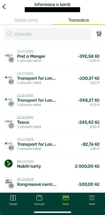 Fidoo aplikace přehled plateb