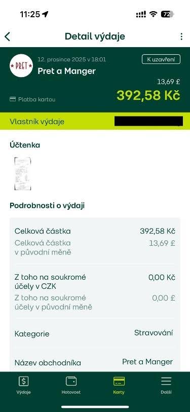 fidoo aplikace detail výdaje