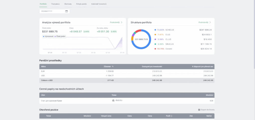 Freedom24 - Uživatelské prostředí - Portfolio
