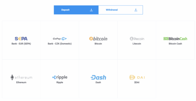 coinmate - vklady