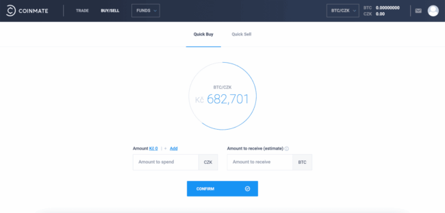 coinmate - quick buy / sell