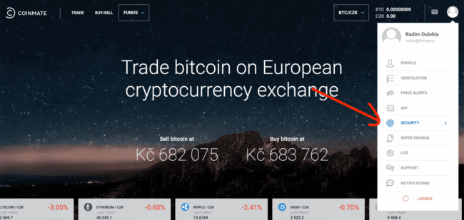 coinmate - 2FA