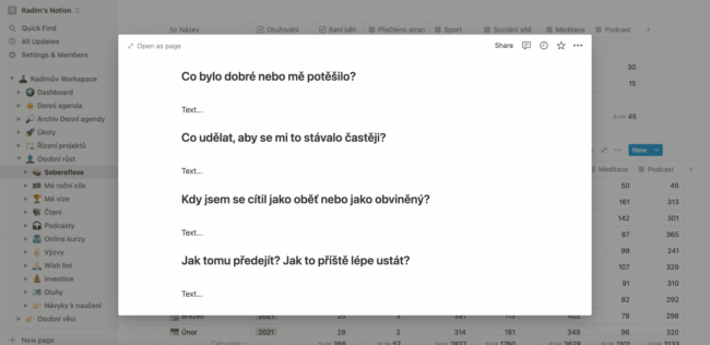 Notion šablona - Listopad sebereflexe 2