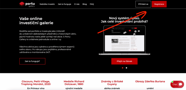 Portu Gallery - registrace