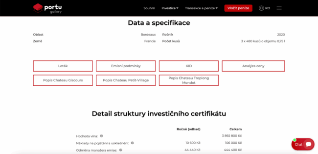 Portu Gallery - data specifikace předmětu