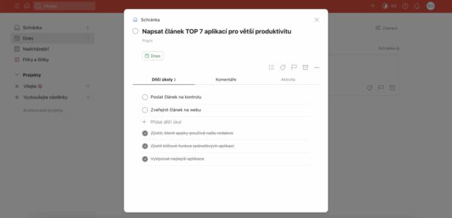 Todois - Přidávání úkolů