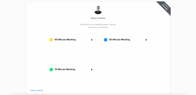 Calendly - Výběr délky meetingu