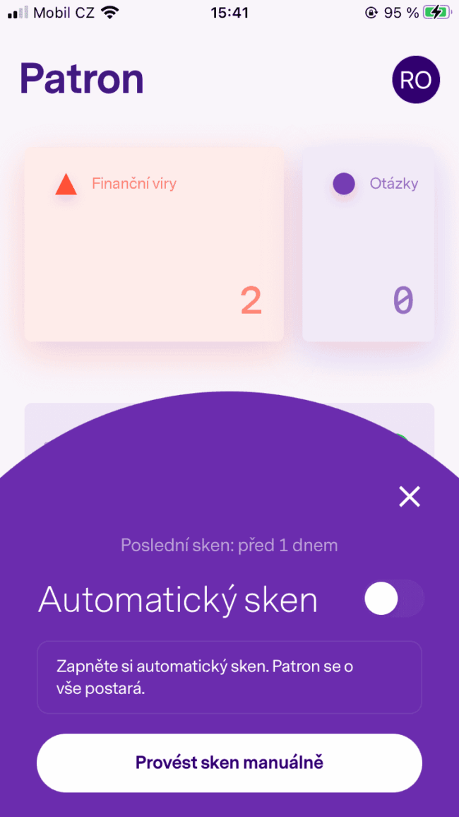 patron go - automatický sken