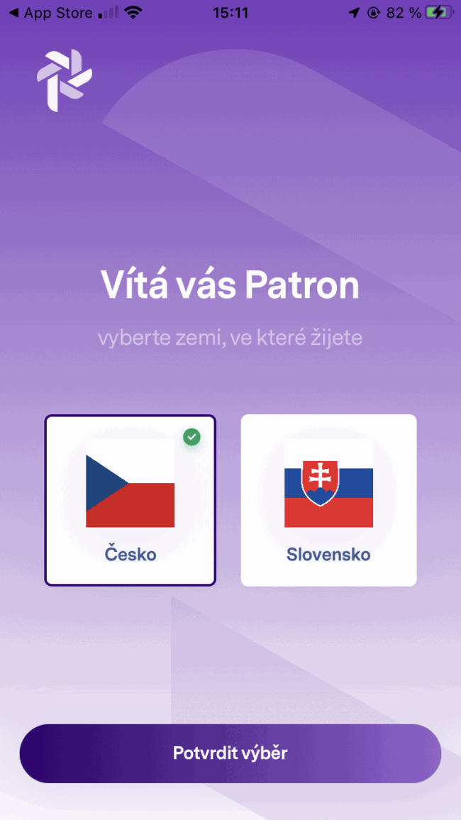 patron go - výběr jazyka