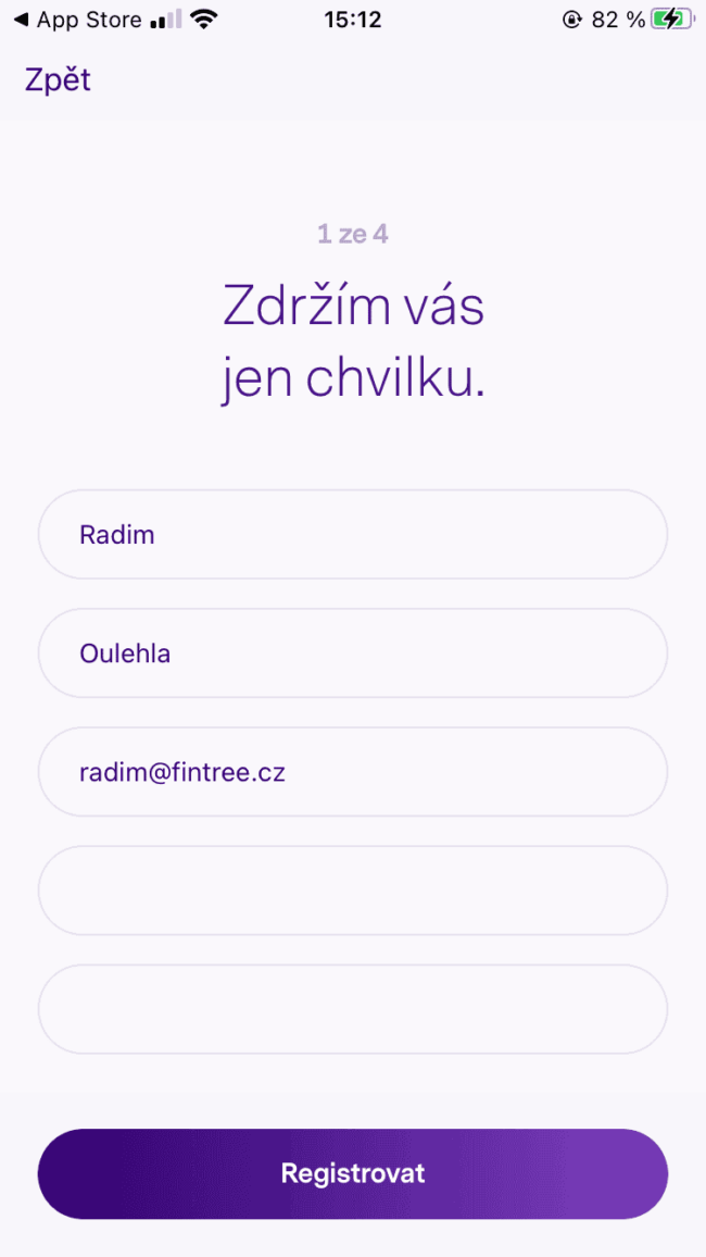 patron go - registrační formulář