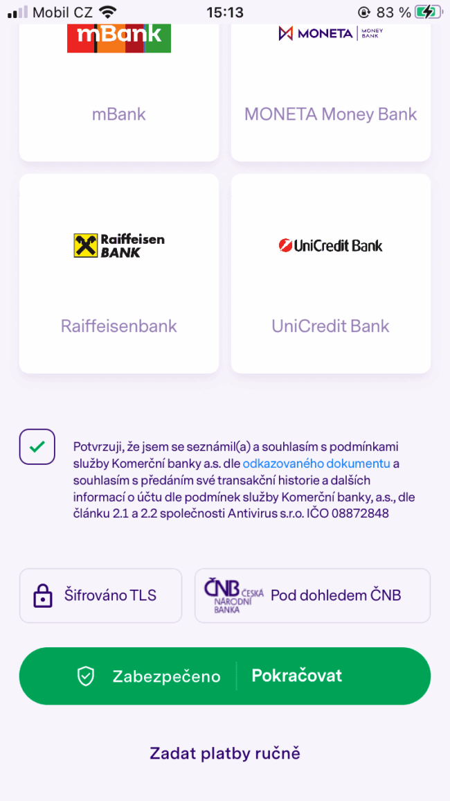 patron go - výběr banky fio