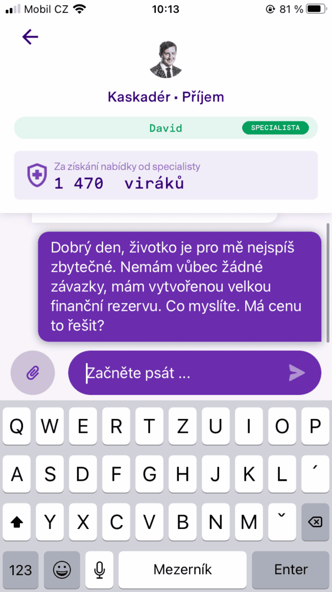 patron go - chat se specialistou