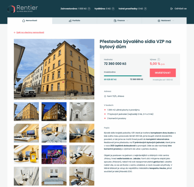 rentier - detail investiční příležitosti