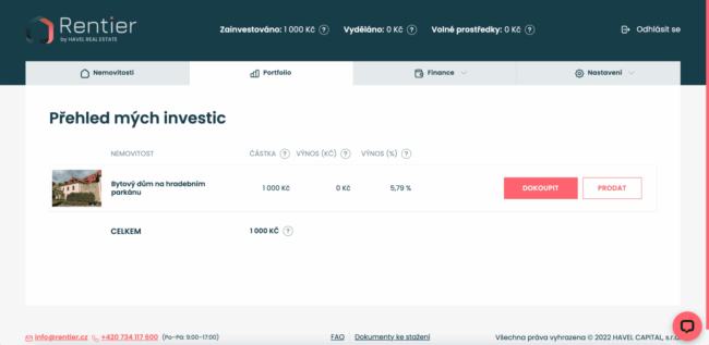 rentier - odprodej investice 1