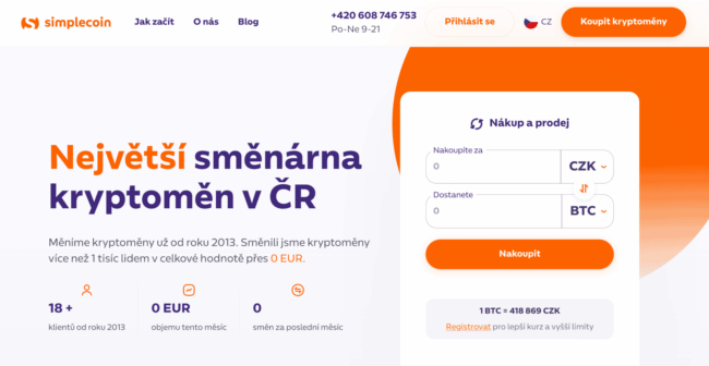 simple coin - největší směnárna kryptoměn v&nbsp;čr