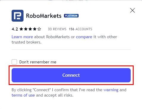 2. RoboMarkets a&nbsp;TradingView - Připojit