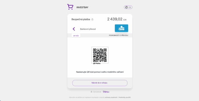 investbay - platba podílu QR kódem-min