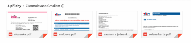 Klik.cz - přílohy při sjednání pojištění