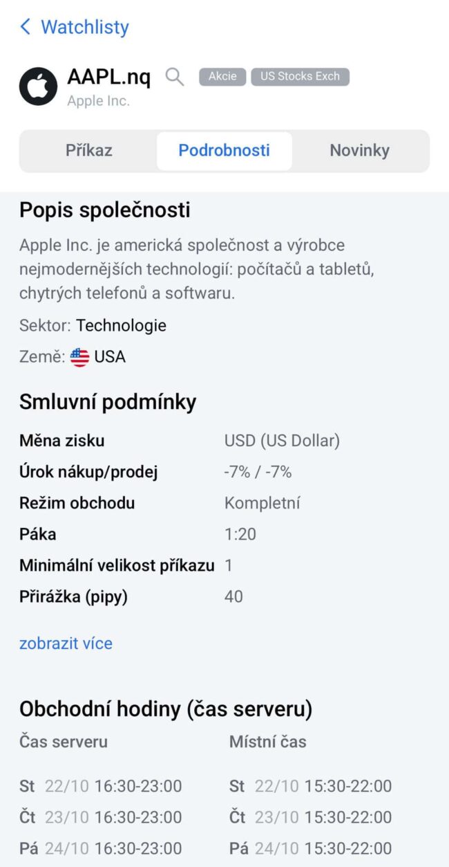 Robomarkets - APP - Podrobnosti