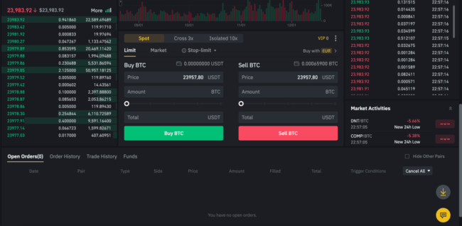 Binance - Burza Classic - Zadávání příkazů